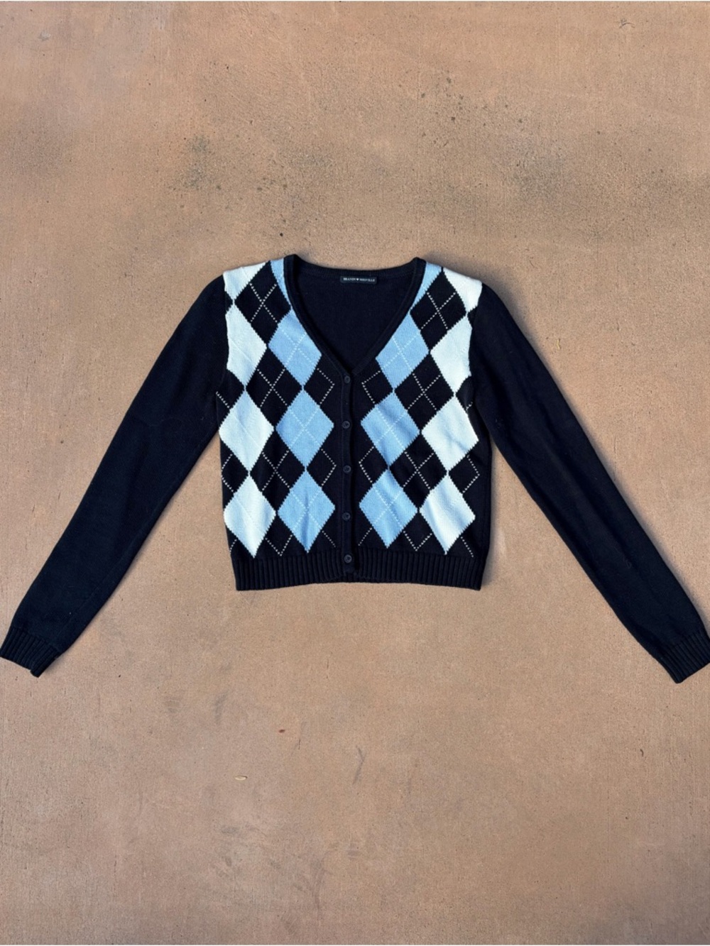 Brandy Melville Argyle Button Up Cardigan
